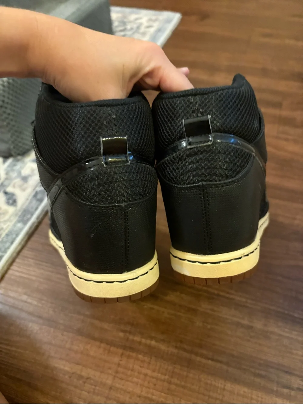 Nike Black High-Top Wedge Sneakers with Cream Midsole